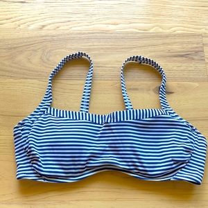 Navy + white stripe bikini top